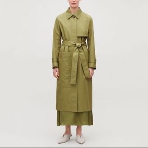 Cos trench coat in light olive green